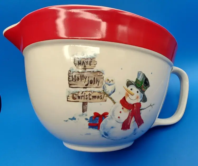 THE BAKESHOP Holly Jolly Christmas Snowman Batter Mixing Bowl