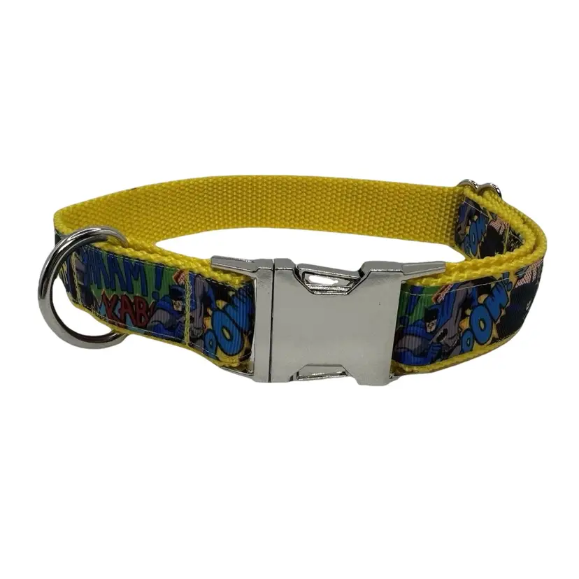 Dog Collar Batman Cartoon Large Handmade Heavy Duty Metal Buckle Comics NEW