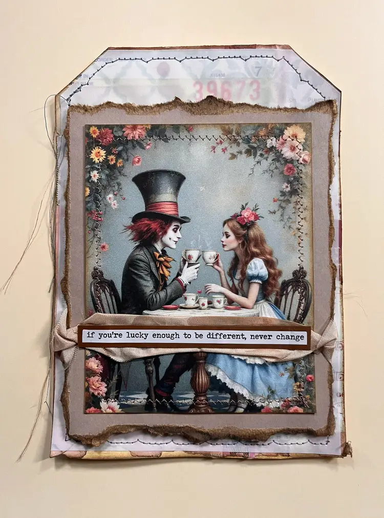 Large Tag Alice in Wonderland Tea Time Inspired
