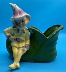 Shawnee Elf Pixie On a Green Shoe Planter MCM