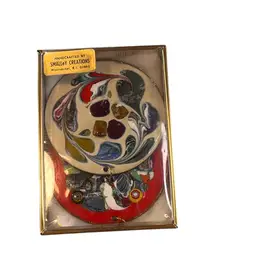 A set of vintage, handcrafted enamel-on Copper Ornaments made by Smalley Creations in Woonsocket, R.I.  3” Round