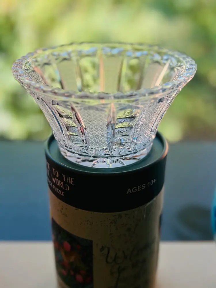 Vintage Lausitzer Quality Heavy Hand Cut Crystal Bowl Vase 6”