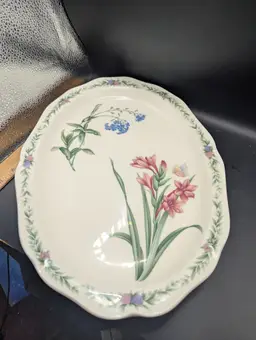 Vintage Noritake Porcelain Conservatory Gala Quisine 14" Oval Serving Platter.