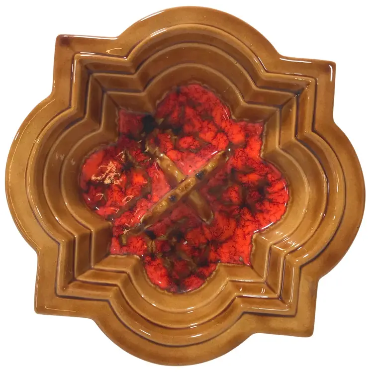Vtg Atlantic Mold Large Ashtray Mid Century 10” Orange Brown
