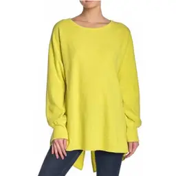043 Free People We The Free size small Bright Yellow Long Sleeve Sweater split back