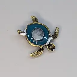 Enamel/Jeweled Sea Turtle Custom Golf Ball Marker with Magnetic Hat Clip - Blue