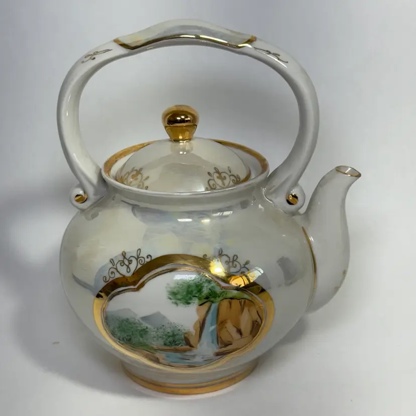 Fenix Hand Made Porcelain Teapot Kislovodsk, RUSSIA 6.75” Tall