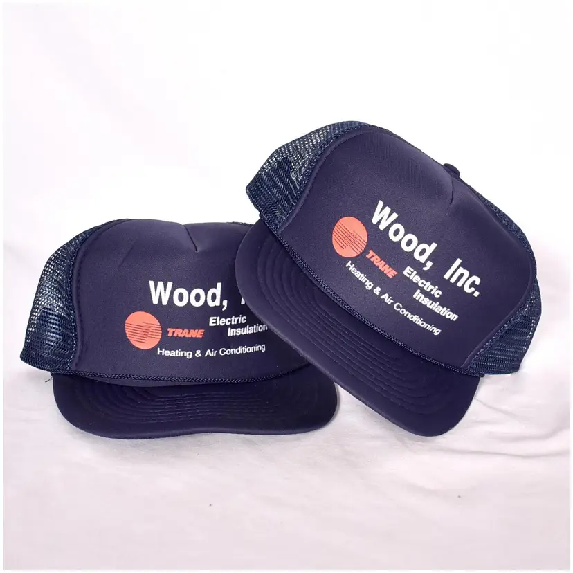 Lot of 2 Wood Inc HVAC Cap Baseball Snapback Trucker Hat
