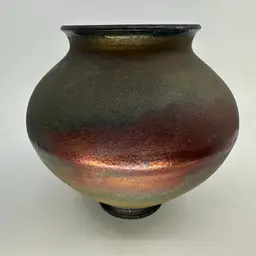 Raku Glazed Vase Signed