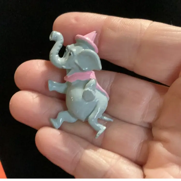 Vintage Gerry’s Grey & Pink  Enamel Elephant Brooch . ( Dancing Elephant) Collectors.