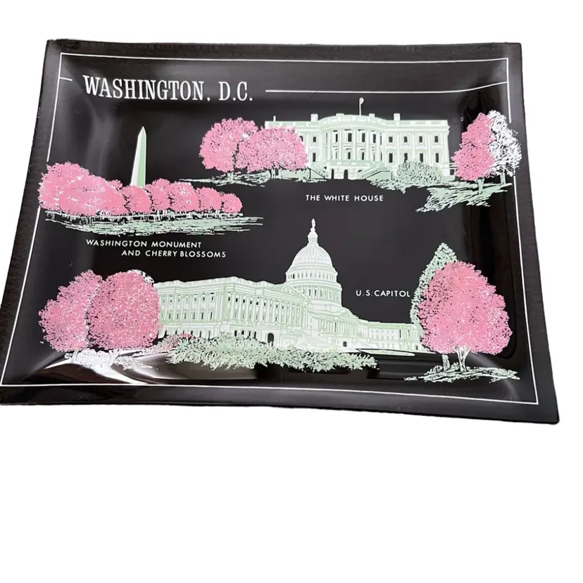 Vintage Smokey Glass Souvenir Tray