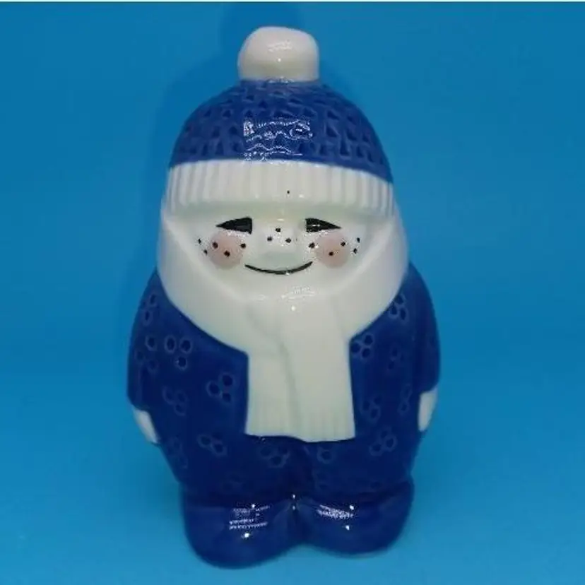 Vintage Porsgrund Norway Blue & White Porcelain Boy Figurines Ceramic