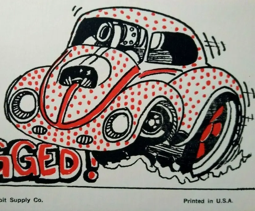 Hot Rod Postcard Bugged Out VW Beetle Bug Monster Sports Car Auto Racer Card 72