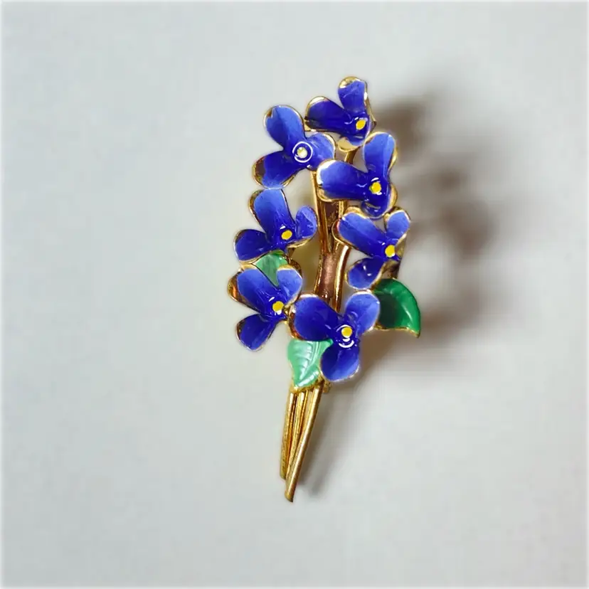 Austria Mid-century Suffragette Violet Enamel Brooch 2”