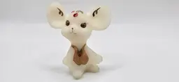 Fenton White Satin Glass Mouse Figurine, Artist Brian Fluharty