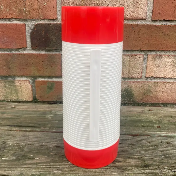 VTG 1970’s Red Aladdin Hy-Lo Wide Mouth Thermos Bottle With Handle 
