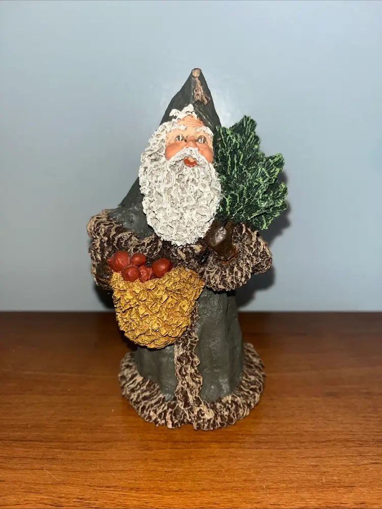 Vintage June McKenna Collectibles Flat Back Santa Figurine 1990 "Harvest Santa"