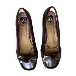 Vintage 56 Burgundy Patent Leather Flats with Bows - Size: 7