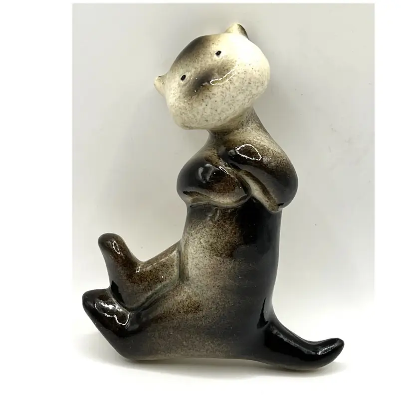 Arabia Made in Finland Ceramic Pottery Cat Figurine by Michael Schilkin MCM 4.5 in Length