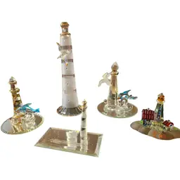 Lot of 5 Pieces collection of hand-crafted glass lighthouse figurines