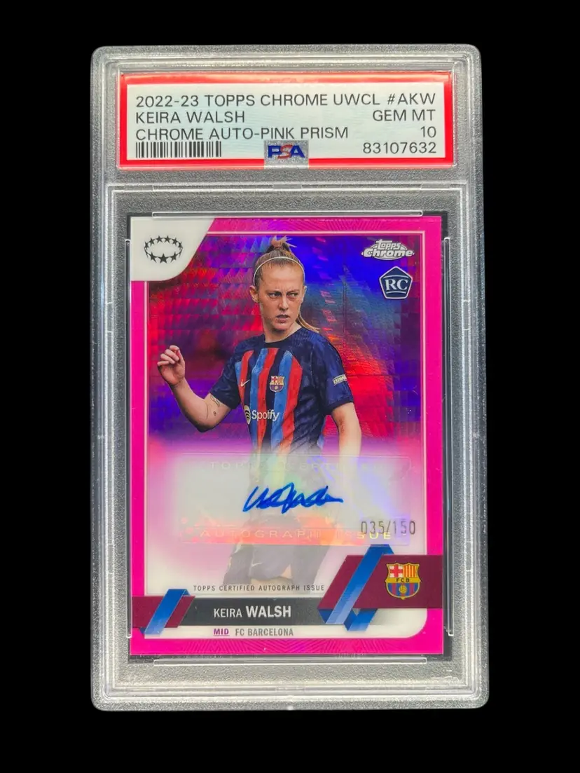 Keira Walsh 2022/23 Topps Chrome Pink /150 Autograph PSA 10 Soccer Card