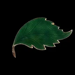 #23 - Gold Tone Green Enameled Leaf