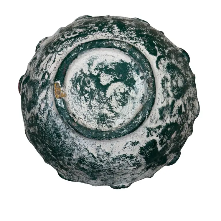 Handmade Mexican Clay 6.5” Wide Pottery Fruit Bowl With Five Pieces Of Fruit