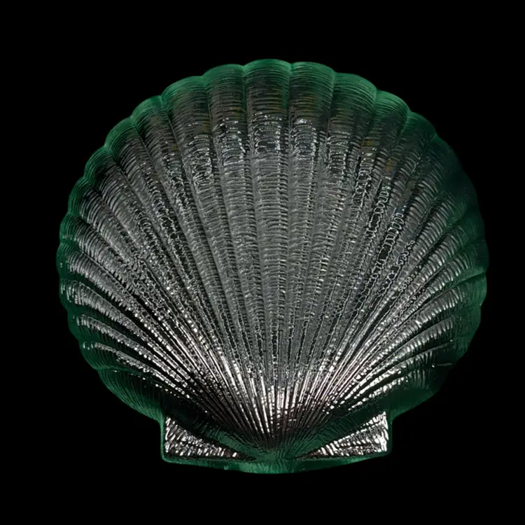 🇫🇷🇫🇷France Set Of 5 ARCOROC Black Glass Seashell Petit Four Plates No Noted Flaws 5”