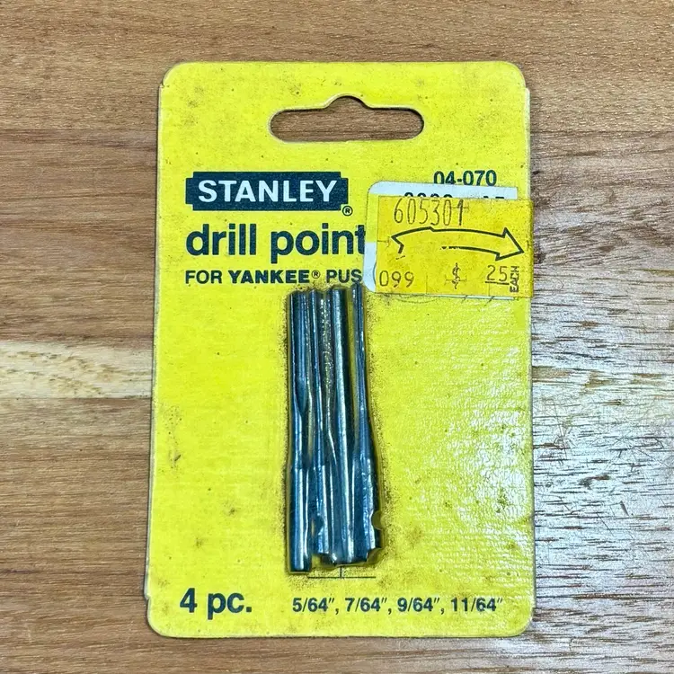 Stanley Drill Point Set 04-070 For Stanley Yankee Push Drills Vintage Unopened
