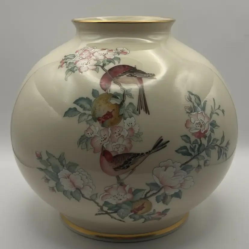 Vintage Large 7” Lenox “Serenade” Globe Vase, Gold Trimmed, Made In The USA, Discontinued