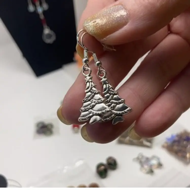 2 Day Sale! 🎉🎄🎉 Christmas Tree Earrings! 925 Stamped Untested Fishhooks! Made by me!