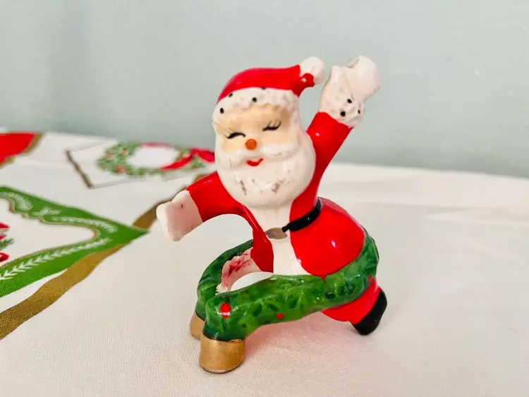 Vintage Santa Ceramic Candle Hugger Japan