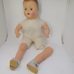 Antique 18" Composition & Cloth Boy Baby Doll, Sleep Eyes, Molded Hair, Crier Box (works)