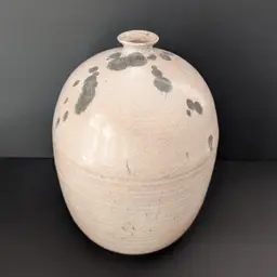 Handmade Jim Davis The Pottery Raku Pottery Vase 9.5" H Light Pink Crackle Glaze