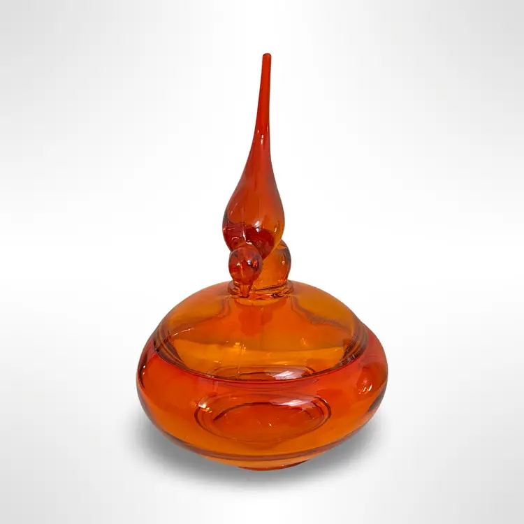 MCM Viking Persimmon Epic Glass Bird Candy Dish 9.5” Tall