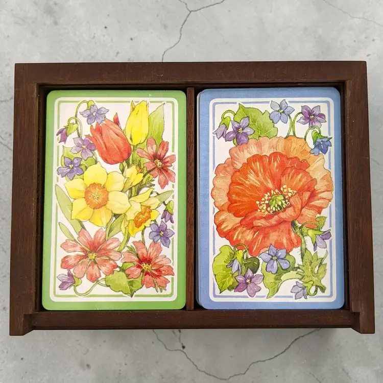 Hallmark Flower Festival Double Deck Playing Cards 1970's Daffodil Poppy Boxed