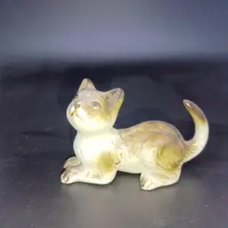 Vintage Ceramic Bone China Brown Tabby Cat Miniature Figurine