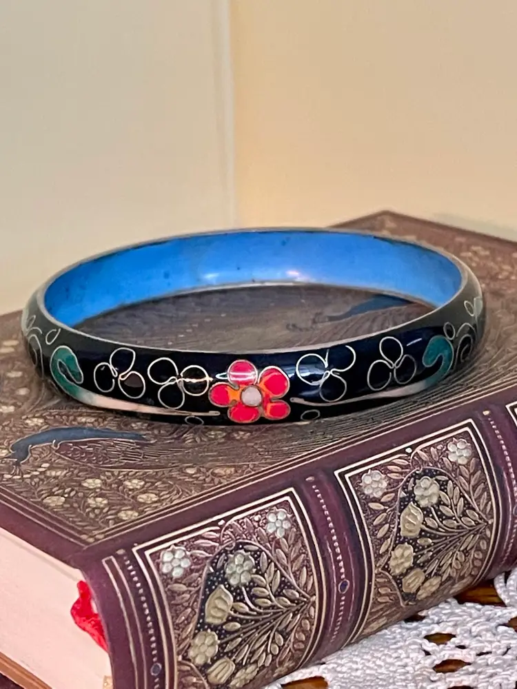 Vintage Cloisonné Enamelware Bracelet 9”