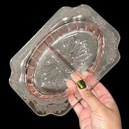1930s Jeannette Glass Adam Pink Depression Glass Divided Relish Dish