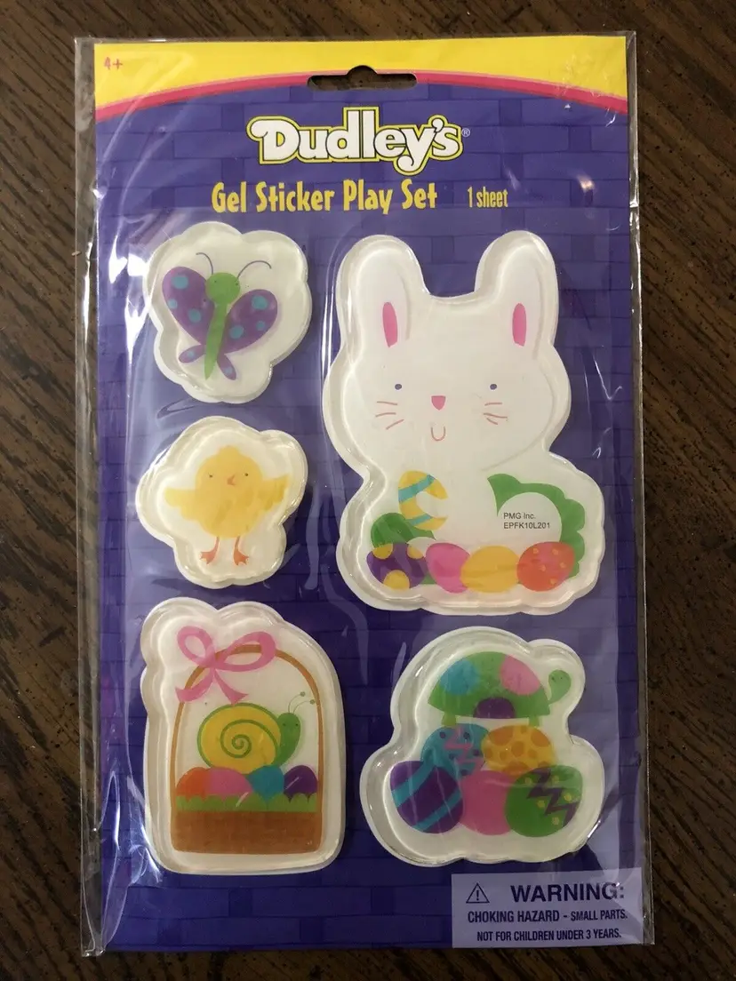 Dudley's 3D Gel Sticker Play Set Easter Bunny Chick Butterfly Basket Eggs Turtle