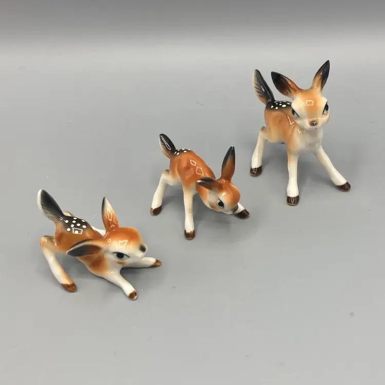 Vintage Miniature Bone China Deer Family - Set of 3 - Made in Japan