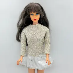 Vintage Standard Barbie Doll Straight Leg Mod 1960s Brown Hair Rooted Eyelashes