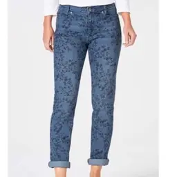 J. Jill Denim Weekender Straight Leg Jean Women's Size 16 Floral Print Cottage