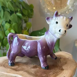 Vintage Purple Cow Planter