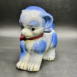 Vintage Blue Puppy Dog Small Planter 4”