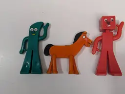 Gumby Pokey and Blockhead Rubber Figures