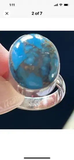 Turquoise & Copper Blue Size 8 925 Ring