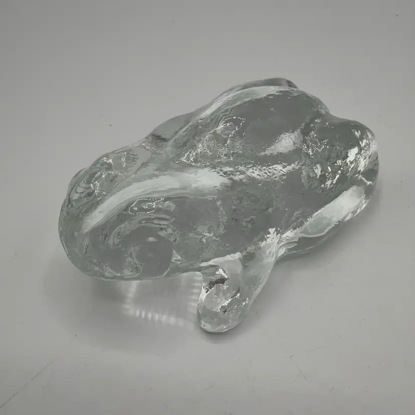 Clear Recycled Glass Frog Figurine