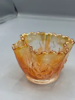 Fenton Marigold Carnival glass Lilys Cat tail whimsey band