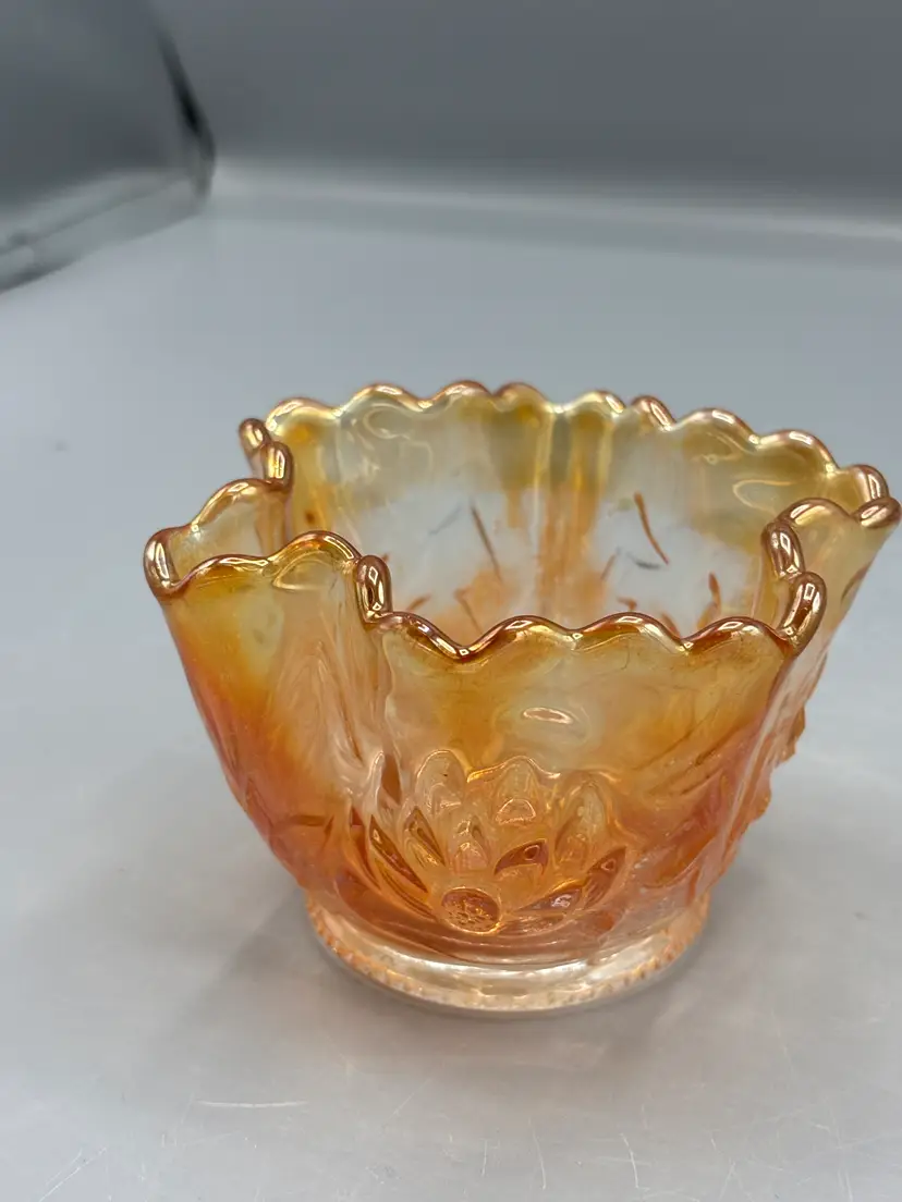 Fenton Marigold Carnival glass Lilys Cat tail whimsey band